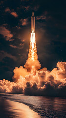 Majestic Rocket Launch over Coastal Waters