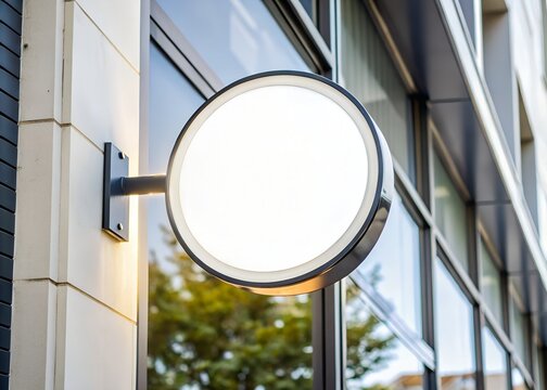 mokup circular store sign design. - Powered by Adobe