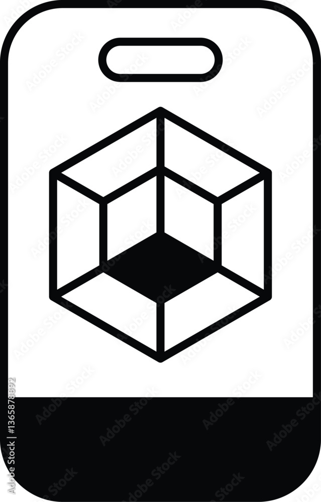 Poster a phone with a cube on it