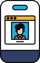 A man's face is displayed on a phone screen