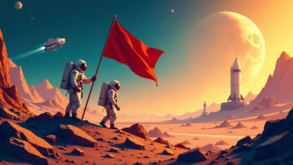 Fototapeta premium Pioneering the Stars: Investment in Human Spaceflight