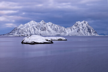 Inselkette der Lofoten, Norwegen, im Winter, Panorama