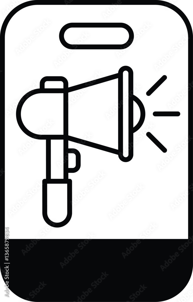 Poster a phone with a microphone and a large speaker on it