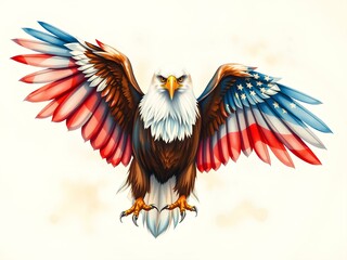 Obraz premium american bald eagle with flag