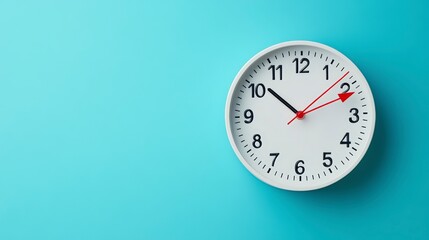 White Analog Clock On Light Blue Background