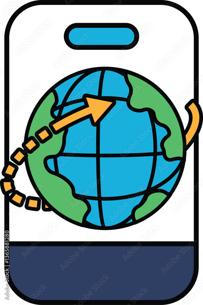 Poster a cartoon of a globe with an arrow pointing to it