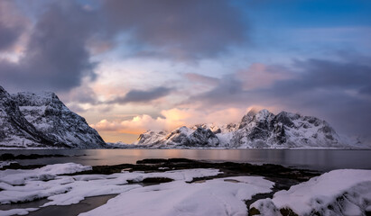 Sunrise and or sunset in the Lofoten Islands (Norway)

