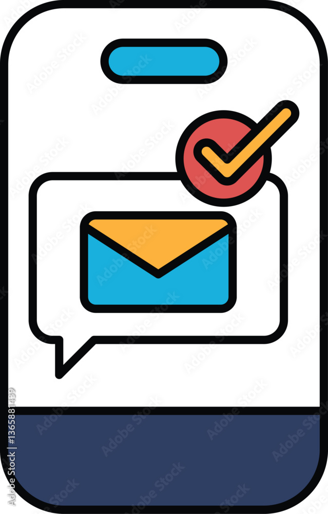 Poster a phone with a red check mark on it and a yellow envelope