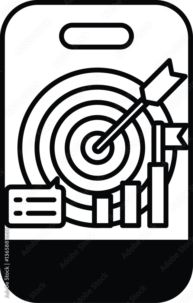 Poster a black and white image of a target with a bullseye and a dart in the center