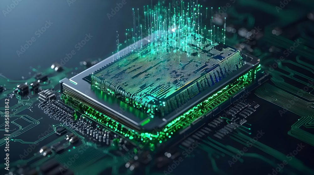 Poster high-tech processor on circuit board