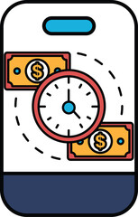 Obraz premium A phone with a clock and two dollar bills on it