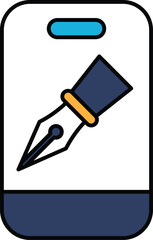 A stylized pen is on a white background