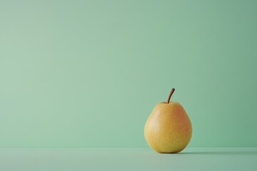 A Single Pear Stands Alone Against a Green Background