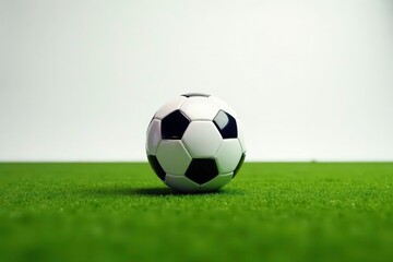 Obraz premium Studio shot, perfectly centered football, pristine white backdrop, perfect, rugby ball