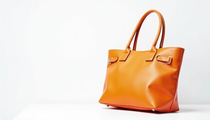 Stylish tote bag, isolated on pure white background, satchel, beige, elegant