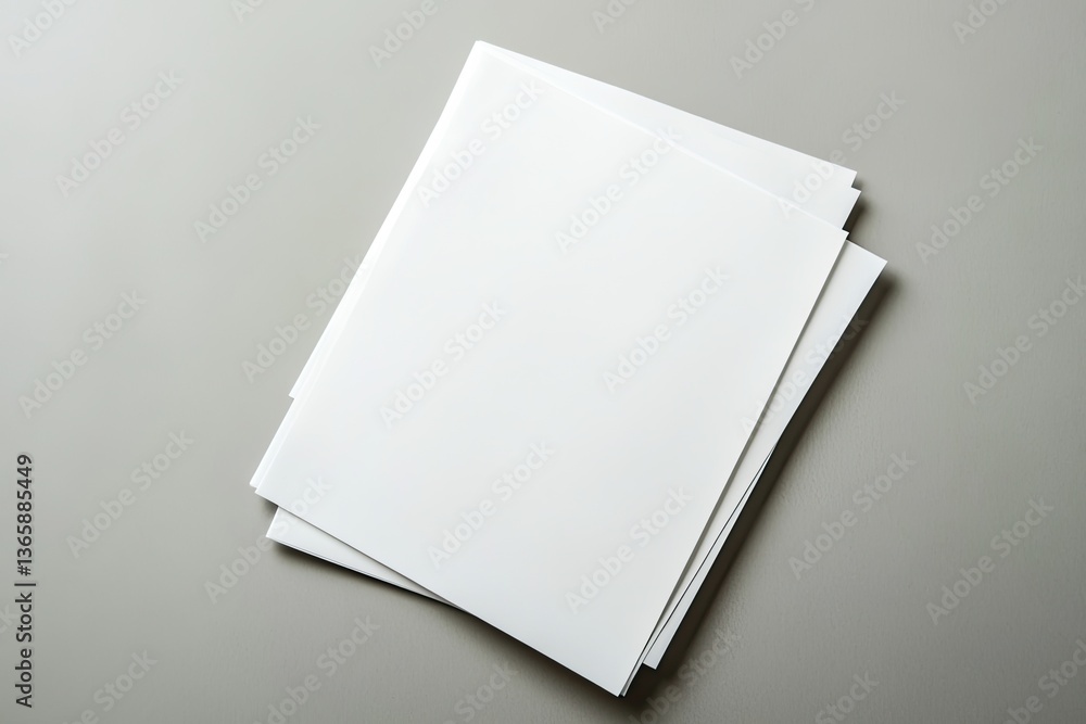 Poster stacked white paper sheets on gray background for mockup and text overlay