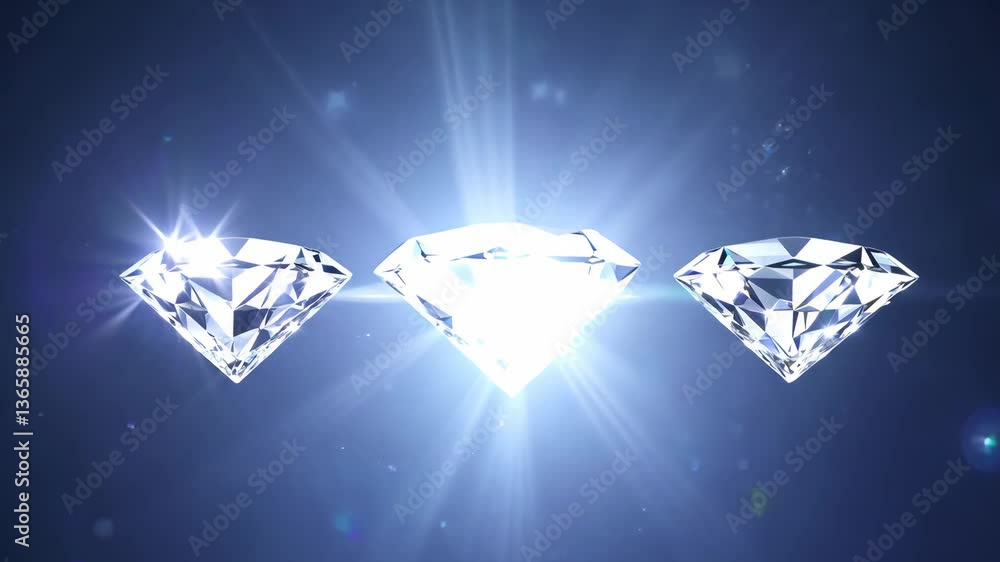 Poster three diamonds are shown in a row. the middle diamond is the largest. the other two diamonds are sma