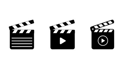 Clapperboard Movie Icons Set for Cinema and Film Production, Creative Vector Symbols for Video Shooting, Filmmaking, Motion Picture Industry, Set of Film and Production Graphic Illustrations
