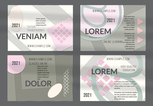 Flyer Layout with Paper Cut Simple Layered Geometric Shapes