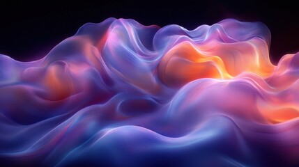 Obraz premium Ethereal Flowing Waves of Colorful Light in Abstract Digital Art