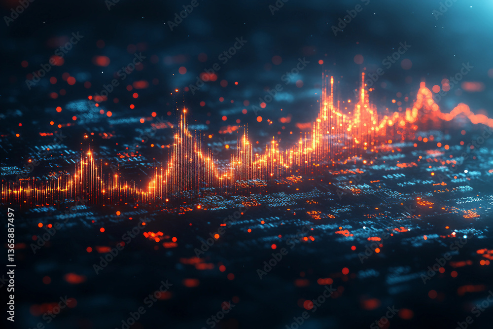 Poster a conceptual image featuring a gradient background with glowing holographic financial elements, gene