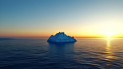 Solitary Iceberg At Sunset