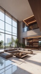 Obraz premium A bright and minimalist living room.
