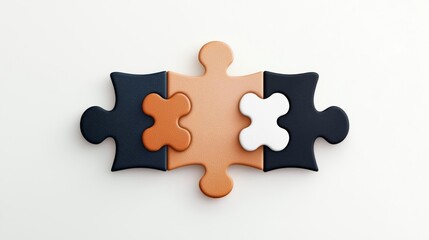 Obraz premium Colorful puzzle pieces interlocked on a white background, symbolizing teamwork and problem-solving.