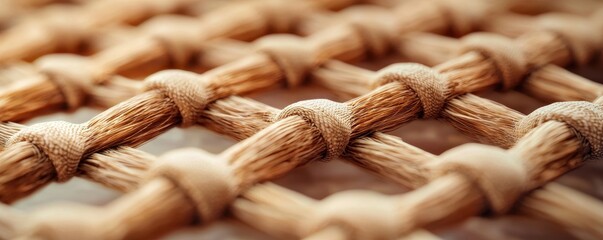 Closeup View of Detailed Composite Material Featuring Natural Yarn and Textured Weave