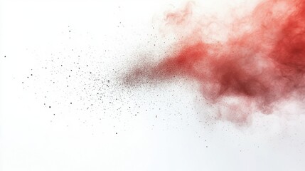 Obraz premium Red Powder Explosion on White Background