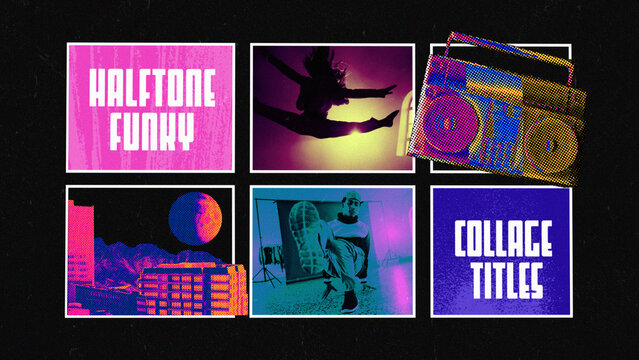 Halftone Funky Collage Scenes