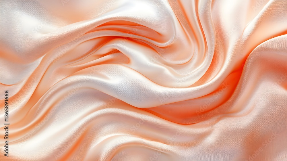 Poster flowing and undulating folds of smooth and shiny fabric material