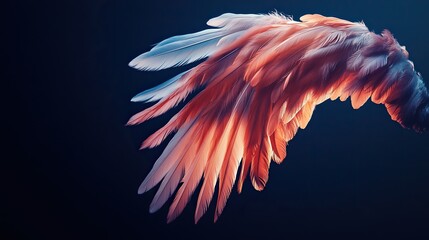 Angel wings with intricate feather details, radiating a serene and ethereal presence.
