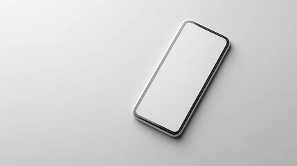 A modern white smartphone with a blank screen, isolated on a white background