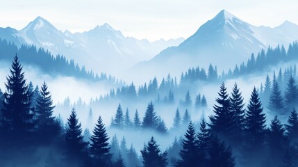 Naklejka premium Exploring majestic mountain landscapes forested valleys nature photography serene environment wide-angle view tranquil atmosphere