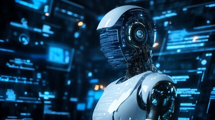 Fototapeta premium AI-powered digital assistant creating customized job descriptions.