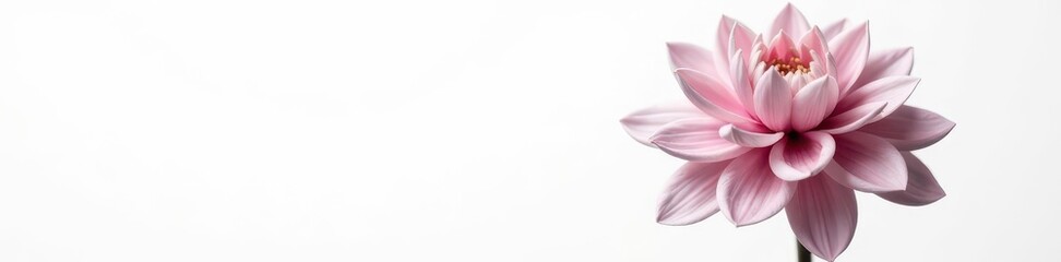 Obraz premium Elegant monochrome dahlia, stark white backdrop, nature, close-up