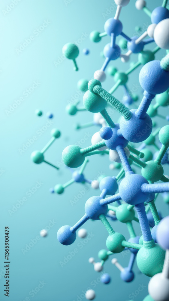 Poster magnesium glycinate molecule with a close-up view of its structure against a gradient blue backgroun
