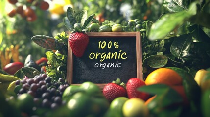 Colorful organic produce displayed vibrantly in a lush market setting celebrating freshness and health Generative AI