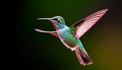 Fototapeta premium Hummingbird caught in mid-flight in the sunlight