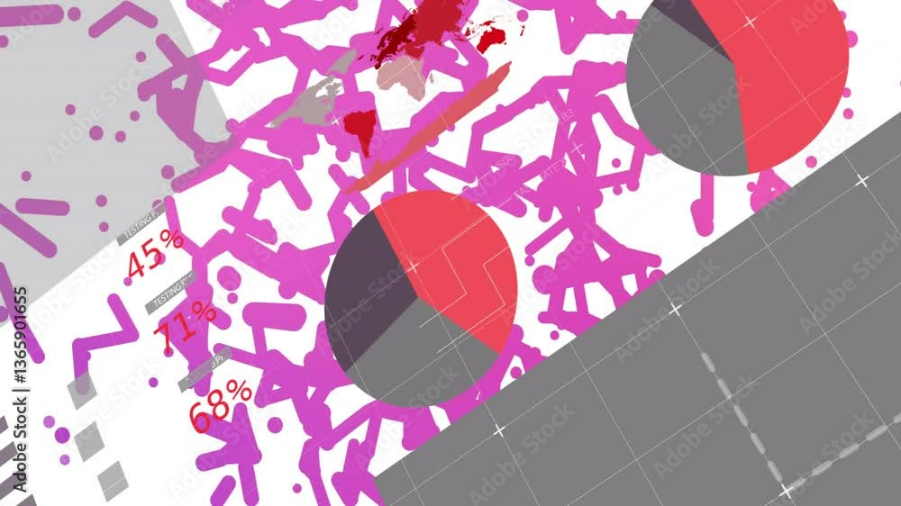Poster colorful charts and percentages creating animation for abstract data visualization