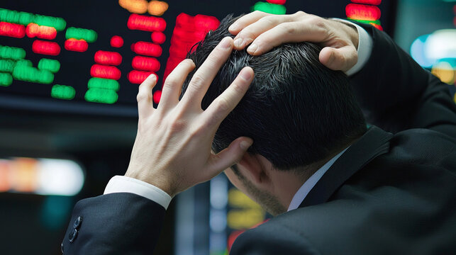 Op&eacute;rateur de bourse d&eacute;sesp&eacute;r&eacute; dans une crise financi&egrave;re
