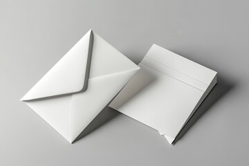 Two White Stationery Envelopes on a Soft Gray Surface, Clean Design & Modern Aesthetic