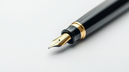A modern black ink pen on a clean white surface