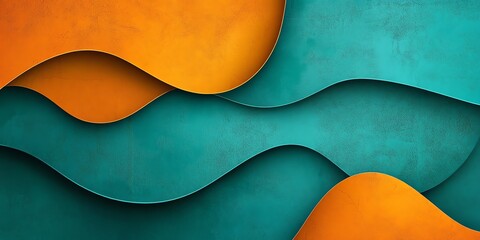 Abstract Teal and Orange Wavy Layers Design Background for Creative Projects