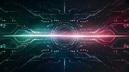 Obraz premium Futuristic digital circuit design with glowing lines and nodes, creating a high-tech background