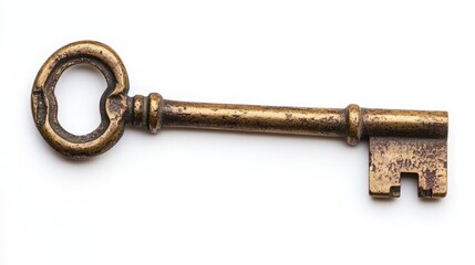 A large double-sided key designed for a lever tumbler lock, isolated on white.