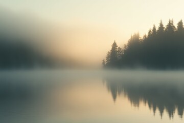 Fototapeta premium Morning mist over tranquil lake