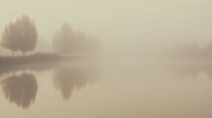 Fototapeta premium Misty morning on calm water