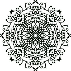 Circular pattern in the form of a mandala. Henna tattoo mandala. Mehndi style. Decorative pattern in oriental style. Coloring book page.